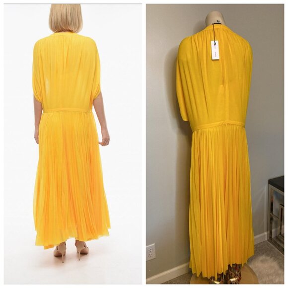 PROENZA SCHOULER SHEER DRESS WITH CAPE SLEEVES AND PLEATED SKIRT - Picture 2 of 13